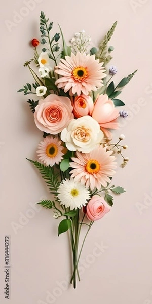 Fototapeta Creative_layout_made_of_various_flowers_Flat_lay_delic