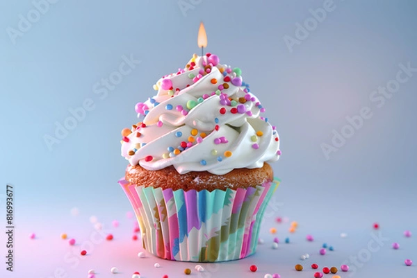 Fototapeta Birthday Cupcake Celebration, Colorful Celebration Cupcake, Birthday Party Cupcake, Happy Birthday Cupcake, Sweet Birthday Cupcake, Birthday Cupcake Delight