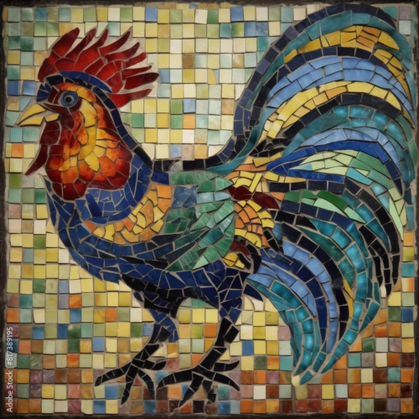 Obraz Art mosaic tile cock