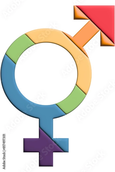 Fototapeta 3d Pride month symbol for gender diversity, 3d LGBT sign of gender equality