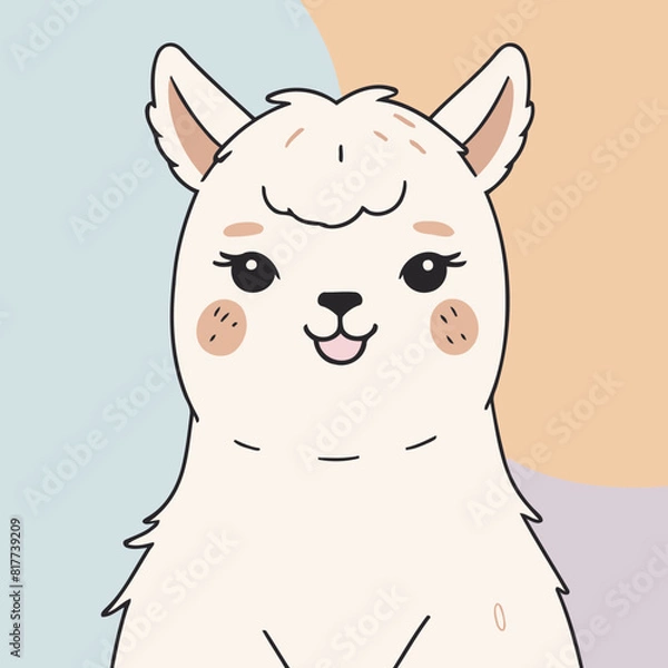 Fototapeta Cute vector illustration of a Alpaca for toddlers' playful adventures