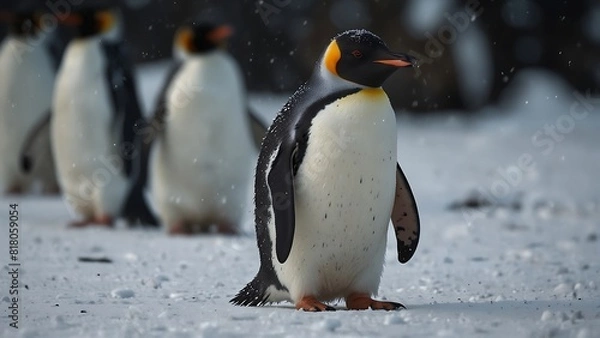 Fototapeta Emperor Penguins Marching Through the Ice