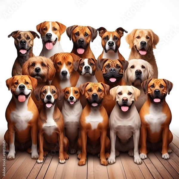 Fototapeta Many dogs sitting together image realistic attractive harmony has illustrative.