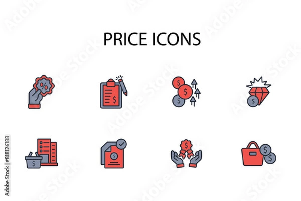 Fototapeta Price icon set.vector.Editable stroke.linear style sign for use web design,logo.Symbol illustration.