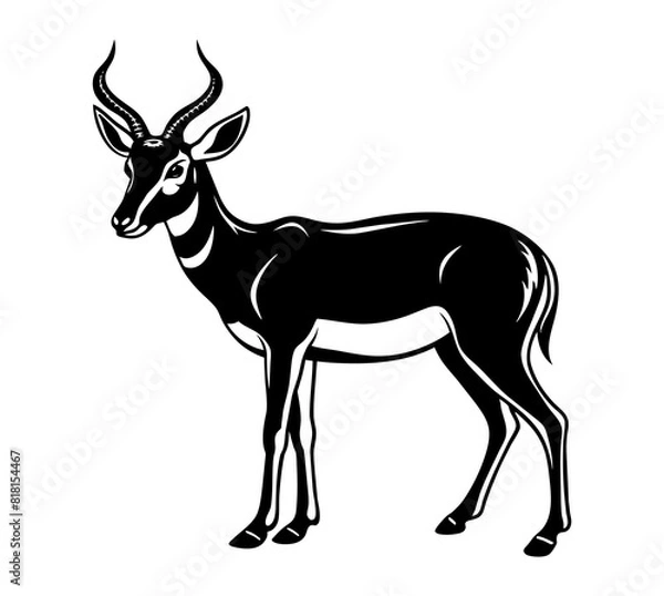 Obraz A Pronghorn Silhouette Isolated on White