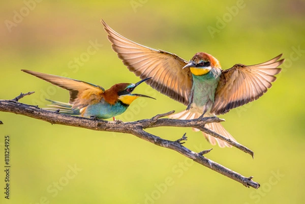 Obraz Bee Eater fighting on blurred background