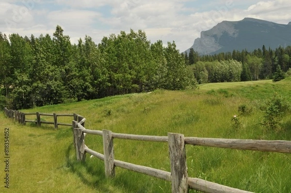 Fototapeta Rural Fence, Canmore, Alberta, Canada