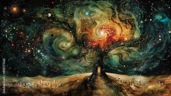 Fototapeta Cosmic Arbor: The Tree of Stellar Genesis