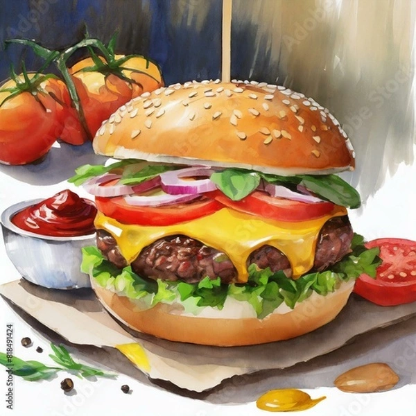 Fototapeta Cheeseburger Painting 