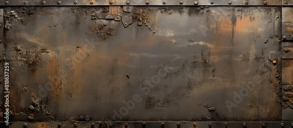 Fototapeta The copy space image features aged metal surfaces adorned with rivets