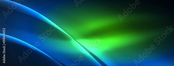 Fototapeta Neon light glowing waves and lines background set for wallpaper, business card, cover, poster, banner, brochure, header, website