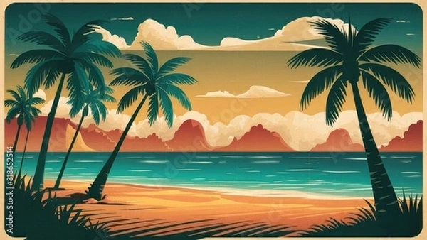 Fototapeta Retro Beach Vacation Background