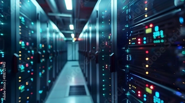 Fototapeta Row of Server Racks in a Data Center