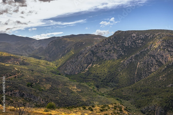 Obraz Delphi, Greece, May 4th 2024: The legendary Archaeological ruins of the oracle of Delphi, Greece