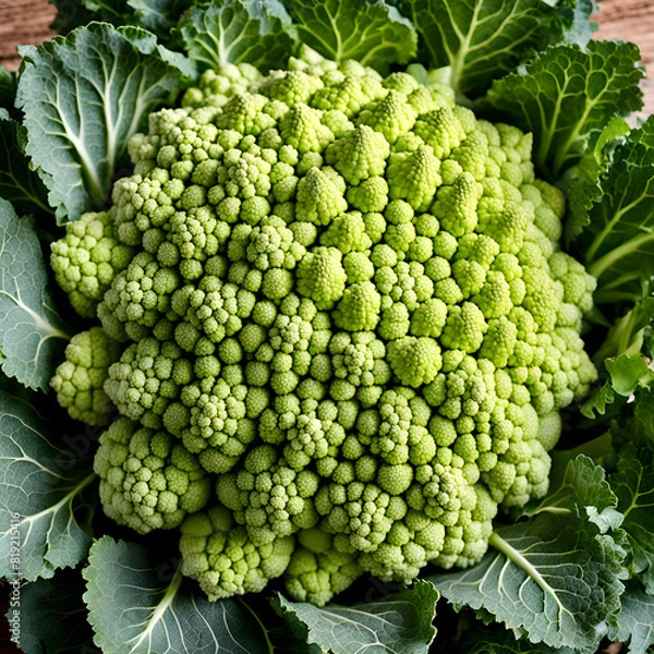 Fototapeta green fresh Romanesco cauliflower, ai-generatet