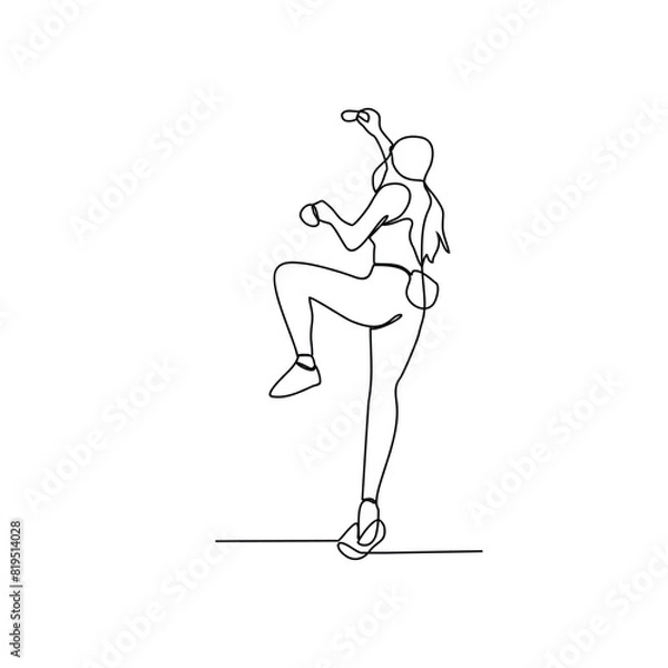 Fototapeta One continuous line drawing of wall climbing vector illustration. wall climbing design in simple linear continuous style vector concept. Sports themes design for your asset vector design illustration.