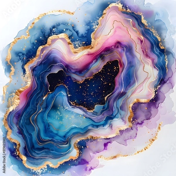 Fototapeta Abstract Colorful Geode Artwork with Gold Accents