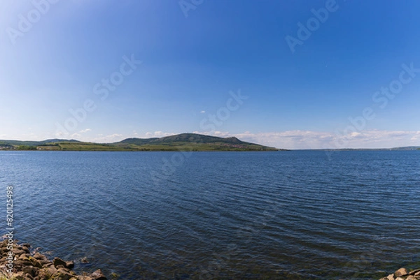 Fototapeta Musov - beautiful landscape around the lake. In the background Palava - Czech Republic Europe.