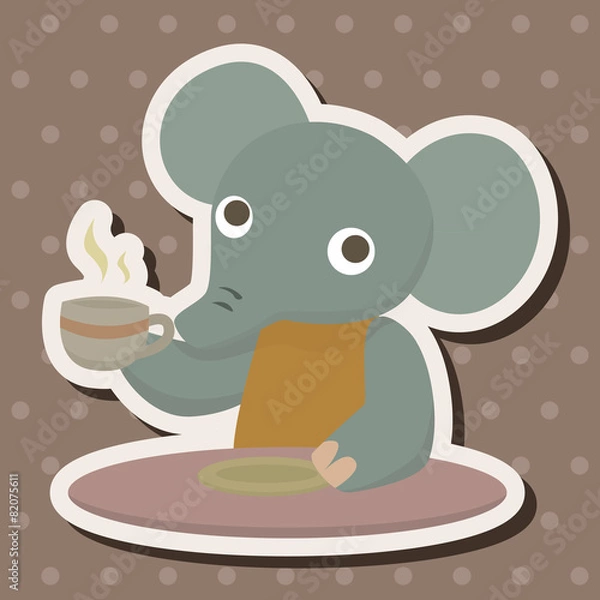 Fototapeta animal elephant having afternoon tea theme elements