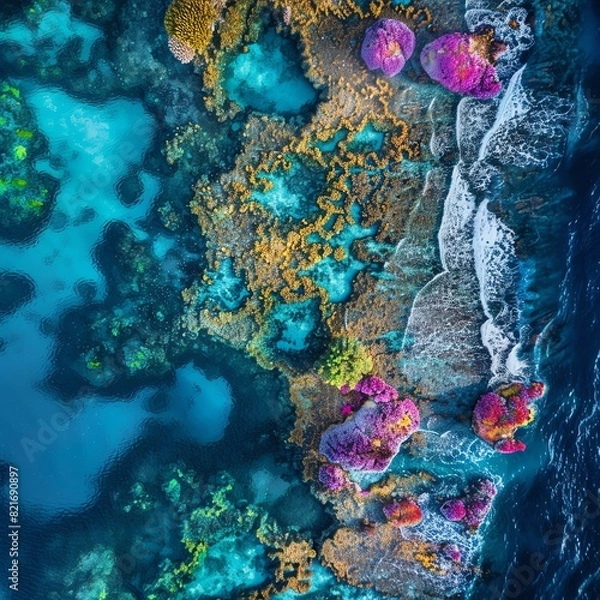 Fototapeta Underwater world. Amazing and beautiful coral reef with many tropical fish