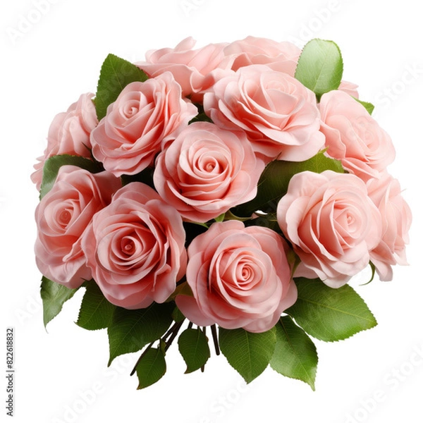 Fototapeta Pink Bouquet of Pink Roses Isolated on transparent background, png, cut out.