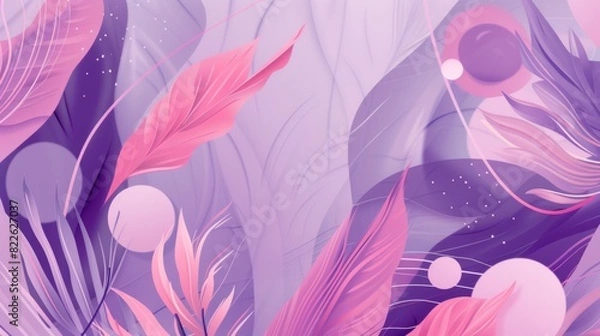 Fototapeta Abstract Botanical Illustration in Purple and Pink.