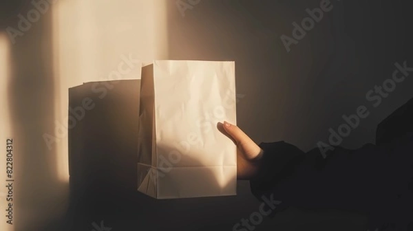 Fototapeta a person is holding a bag that has the word hand, Generative AI illustrations.