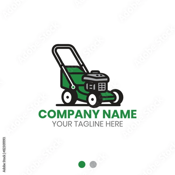 Fototapeta Lawn care or gardening service lawn mower logo