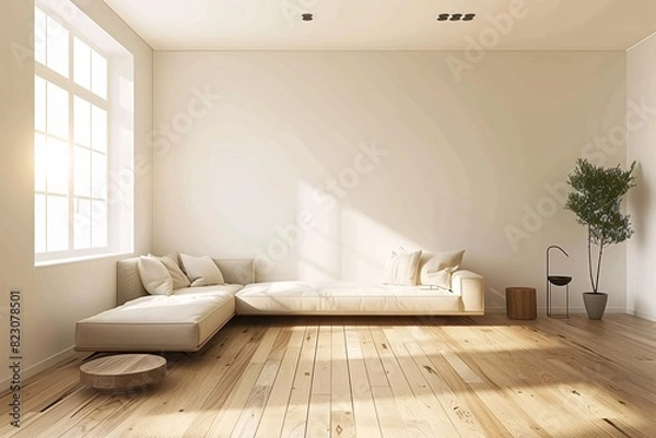 Fototapeta a white couch in a room