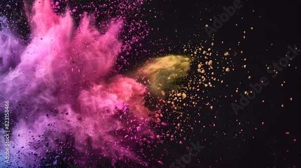 Fototapeta Colorful Powder Explosion on Black Background