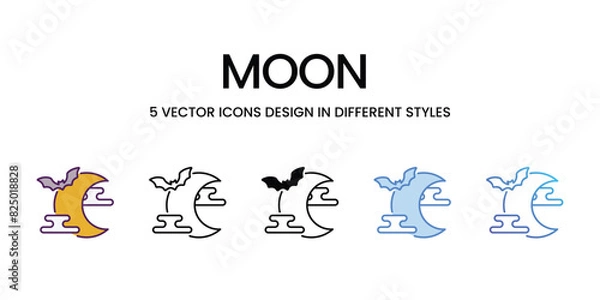 Fototapeta Moon icons vector set stock illustration.