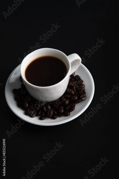 Fototapeta Little white Cup of black expresso coffee