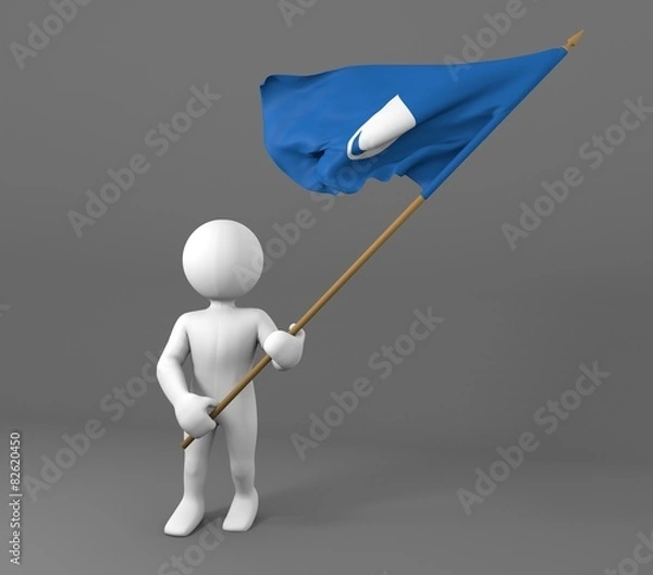 Fototapeta Character holding water drop symbol flag 3d illustration 