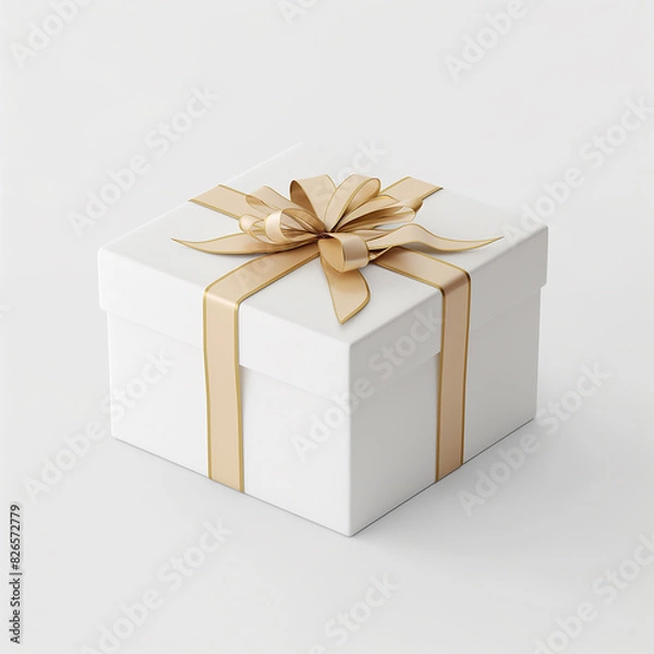 Obraz gift box with ribbon and bow on white background, isolated