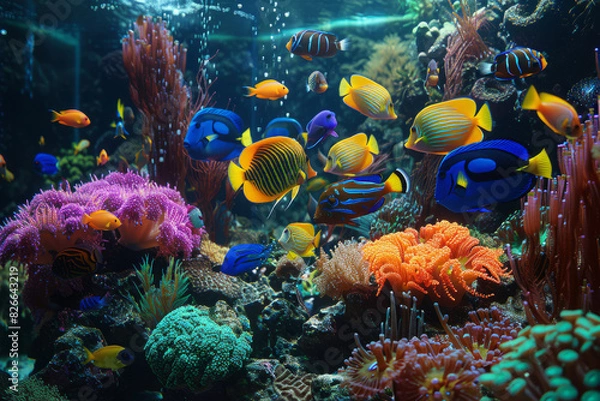 Fototapeta Beautiful and bright tropical fish in the water