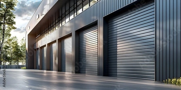 Fototapeta Maximize Protection for Your Industrial Space with Durable Roller Doors. Concept Industrial Roller Doors, Security Solutions, Durable Design, Maximized Protection, Heavy-duty Doors