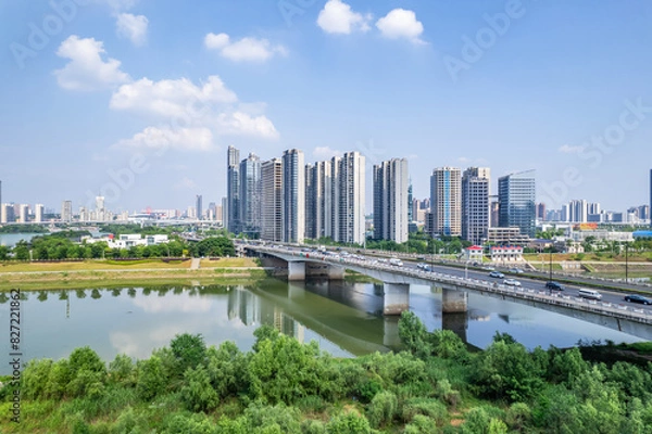 Fototapeta Aerial photography of Changsha city in China