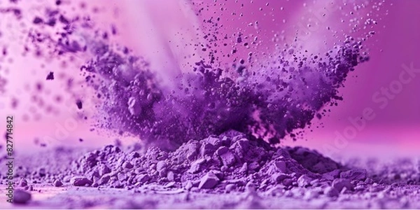 Fototapeta Vibrant Explosion: Bright Purple Powder Bursting with Colorful Pigment. Concept Colorful Explosion, Vibrant Pigments, Purple Powder, High-energy Photoshoot