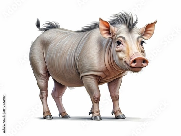 Fototapeta A quality colored pencil drawing of a cute and lovely Warthog