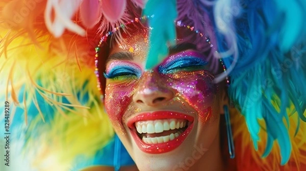 Fototapeta  lesbian in rainbow costume