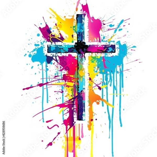 Obraz Colorful Christian Cross Vector Design
