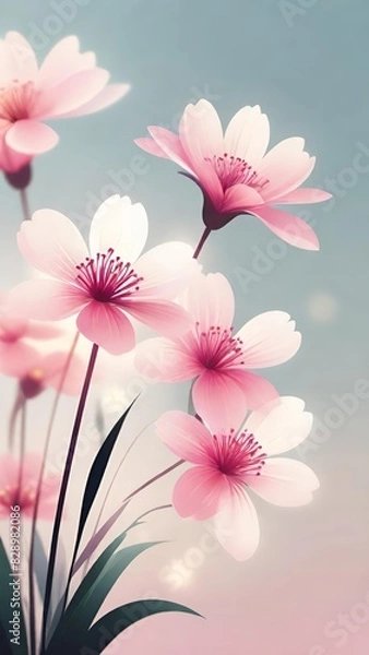 Fototapeta Pink flowers, Floral art, Blooming flowers