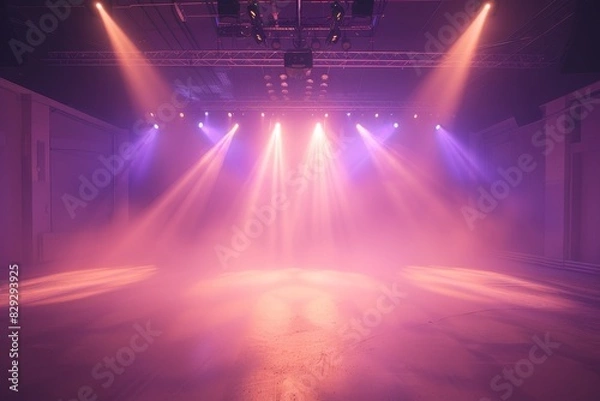 Fototapeta Unpaid stage with lighting equipment