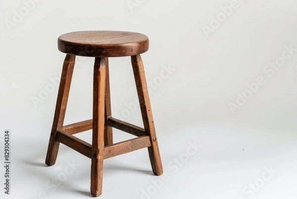 Fototapeta Wooden stool on white background in studio photo