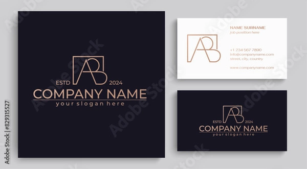 Fototapeta AB logo. BA letter logo template elements. personal monogram. Vector elegant logo. letter AB logo design