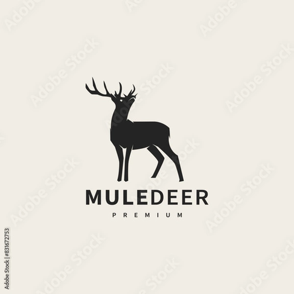 Fototapeta standing deer silhouette logo design illustration 2