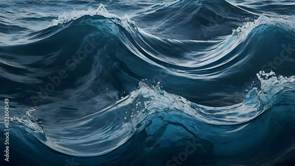 Fototapeta A large wave of deep blue waves reflects the strength and power of the ocean. Generative AI