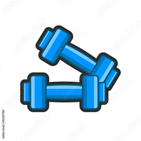 Fototapeta Sport equipment, gym accessories, training items, gym and fitness icon halteres