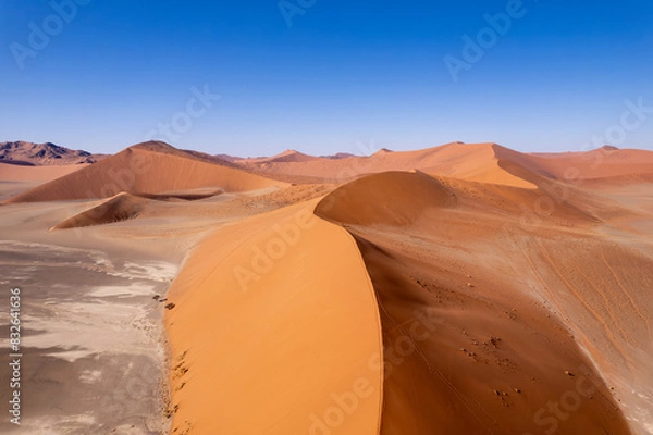 Fototapeta the world's largest sand dunes in Namibia, , Dune 45 drone photo