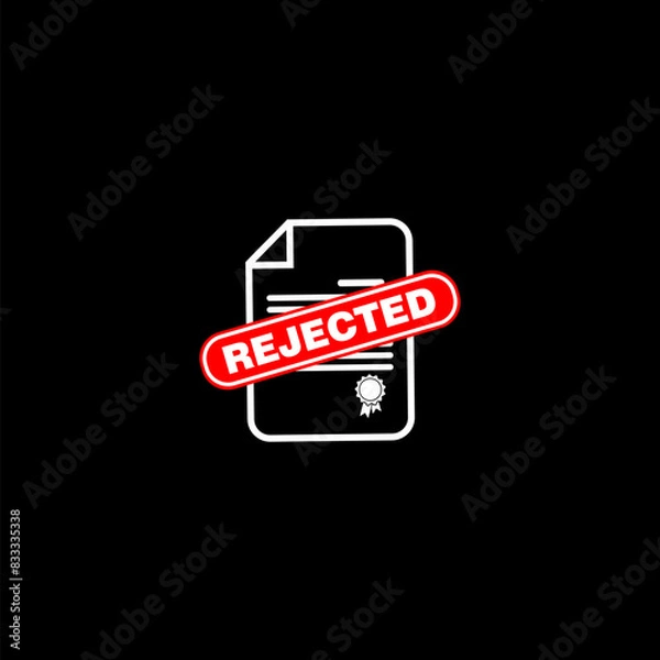 Fototapeta Rejected red stamp isolated on black background